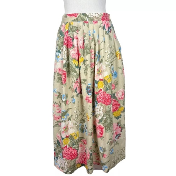 Vintage Dresses & Skirts - Vintage Floral Print Maxi Skirt Womens Medium 90s Y2K